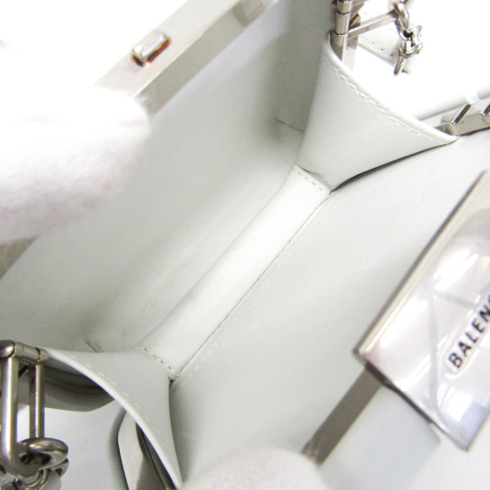 Balenciaga Lunchbox Mini Case 638324 Women's Plastic,Leather Shoulder Bag White - Picture 4 of 16